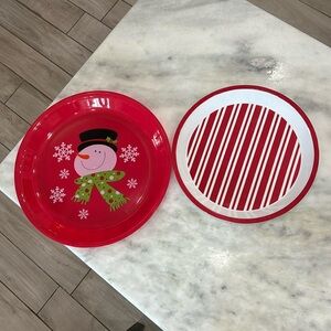 Vintage Set Of Christmas Serving Platters